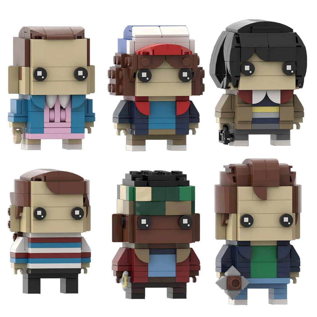 Stranger things lego action character square head assembly toy gift.