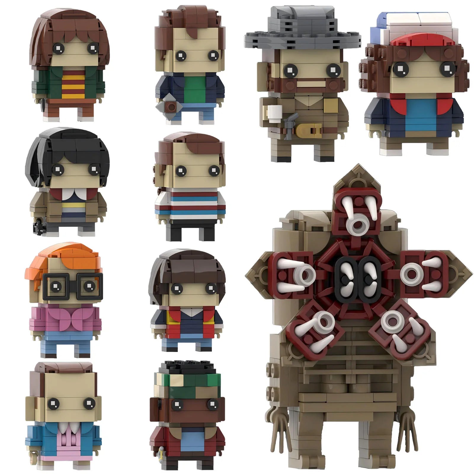 Stranger things lego action character square head assembly toy gift.
