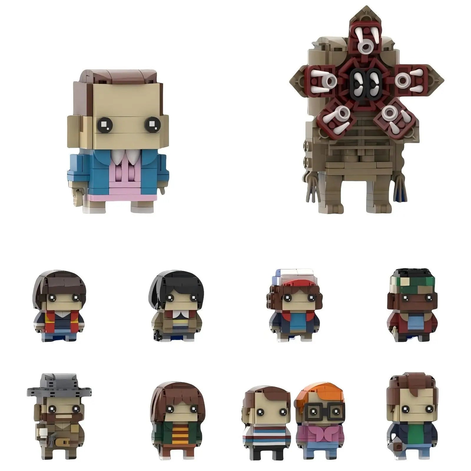 Stranger things lego action character square head assembly toy gift.